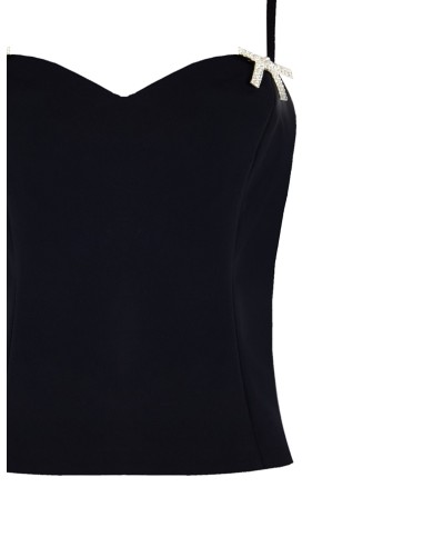 Top bustier en tissu technique avec épingles en forme de nœud ornées de strass Rinascimento