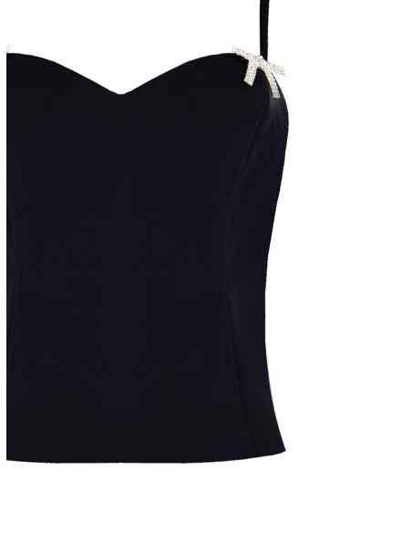 Top bustier en tissu technique avec épingles en forme de nœud ornées de strass Rinascimento