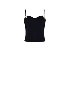 Top bustier en tissu technique avec épingles en forme de nœud ornées de strass Rinascimento