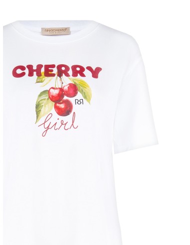 T-shirt oversize en coton avec imprimé cerises Rinascimento