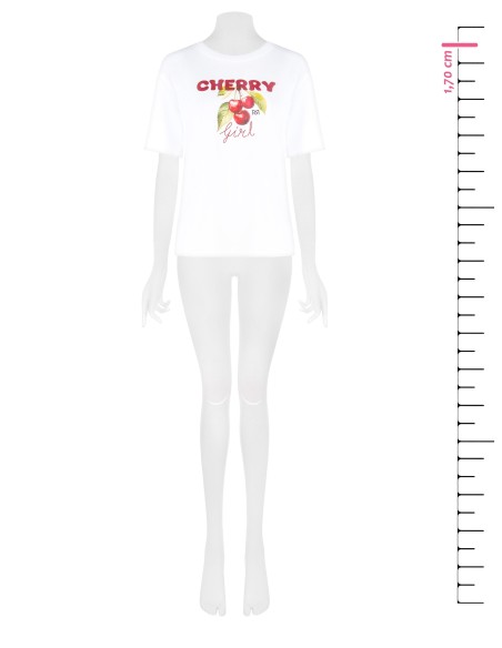 T-shirt oversize en coton avec imprimé cerises Rinascimento
