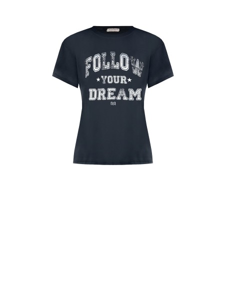 Regular T-shirt van katoen met vintage baseballprint van Rinascimento