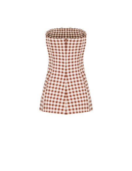 Top long bandeau à imprimé carreaux Rinascimento