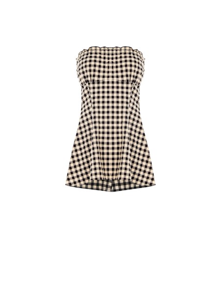 Top long bandeau à imprimé carreaux Rinascimento