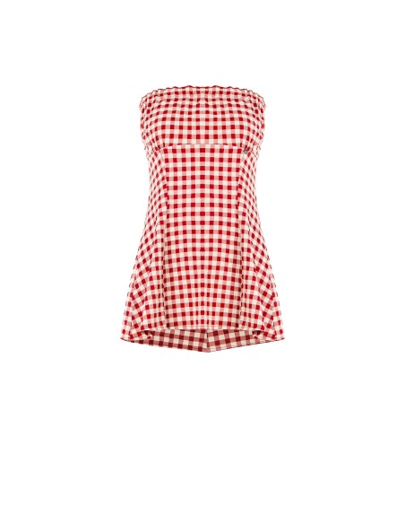 Top long bandeau à imprimé carreaux Rinascimento