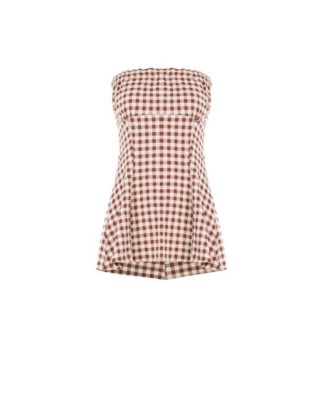 Top long bandeau à imprimé carreaux Rinascimento