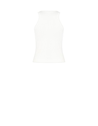Top ajusté côtelé en coton avec slogan lilas brodé Rinascimento
