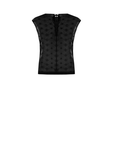 Ruime blouse van geborduurde georgette met bloemenmotief van Rinascimento