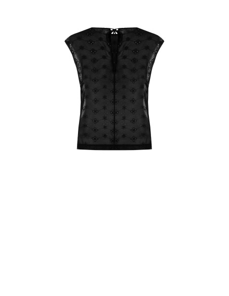 Blouse ample en georgette brodée de fleurs Rinascimento
