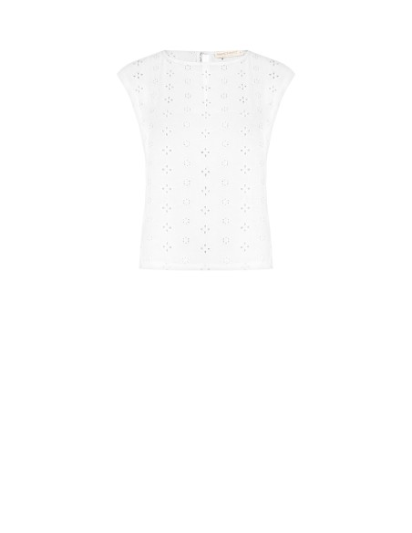 Ruime blouse van geborduurde georgette met bloemenmotief van Rinascimento