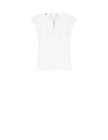 Ruime blouse van geborduurde georgette met bloemenmotief van Rinascimento