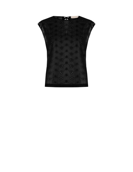 Blouse ample en georgette brodée de fleurs Rinascimento