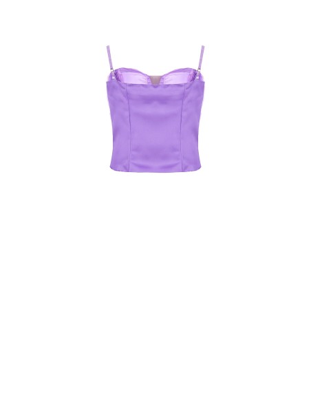 Crop top bustier en tulle avec roses Rinascimento