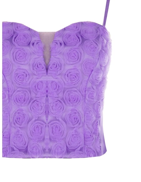 Crop top bustier en tulle avec roses Rinascimento
