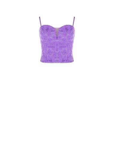 Crop top bustier en tulle avec roses Rinascimento