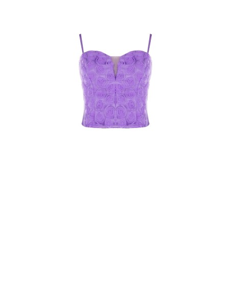 Crop top bustier en tulle avec roses Rinascimento