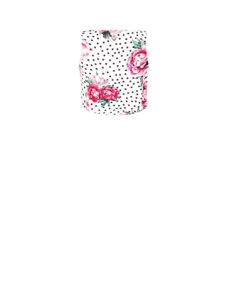 Crop top bustier à imprimé floral et à pois en tissu crêpe, avec encolure carrée et fermeture éclair latérale Rinascimento