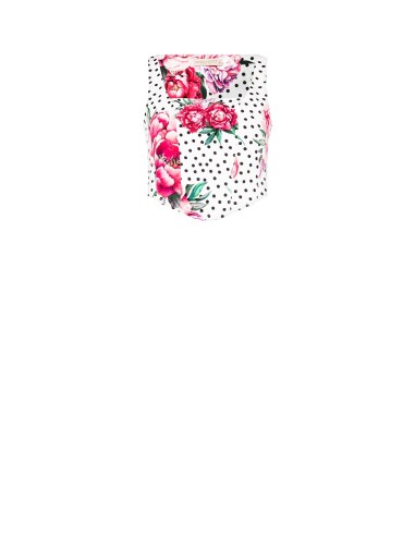 Crop top bustier à imprimé floral et à pois en tissu crêpe, avec encolure carrée et fermeture éclair latérale Rinascimento