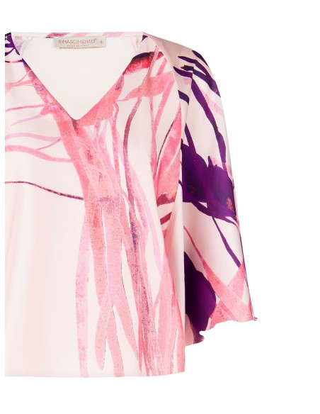Ruime satijnen blouse met V-hals en vlindermouwen Rinascimento