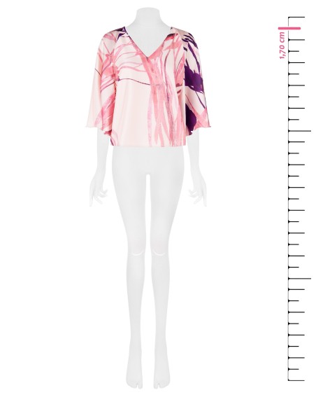 Chemisier en satin large avec col en V et manches papillon Rinascimento