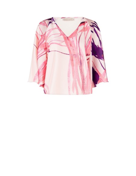 Chemisier en satin large avec col en V et manches papillon Rinascimento