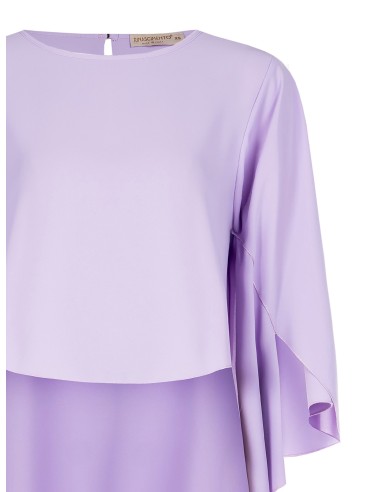 Asymmetrische wijde satijnen blouse met mouwen in cape-stijl Rinascimento