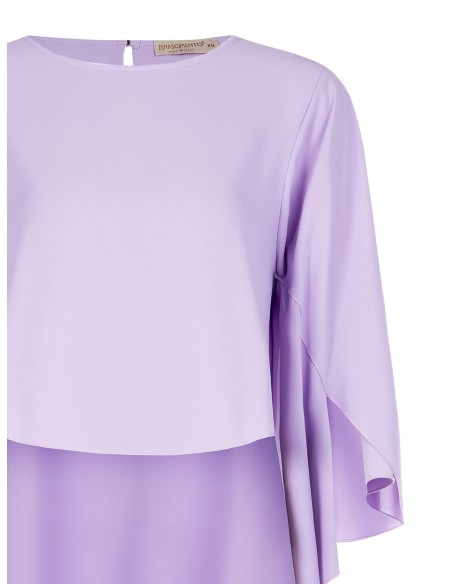 Asymmetrische wijde satijnen blouse met mouwen in cape-stijl Rinascimento