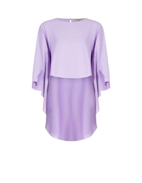 Blouse large asymétrique en satin avec manches effet manteau Rinascimento