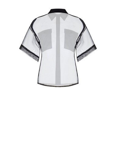 Chemise carrée en organza avec poches en satin avec logo Rinascimento