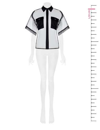 Chemise carrée en organza avec poches en satin avec logo Rinascimento