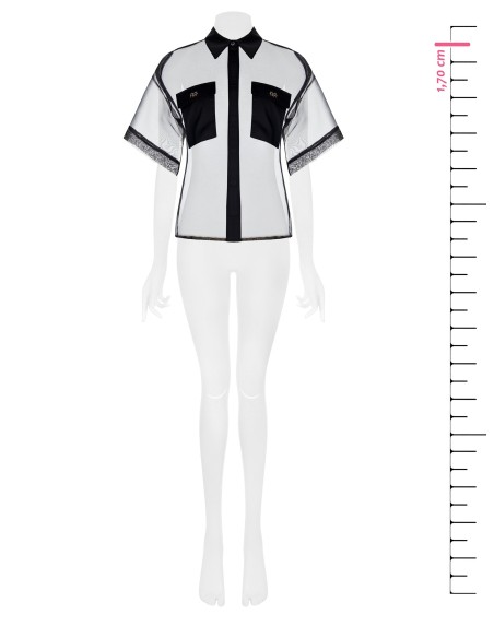 Chemise carrée en organza avec poches en satin avec logo Rinascimento