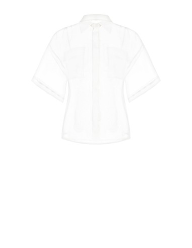 Chemise carrée en organza avec poches en satin avec logo Rinascimento