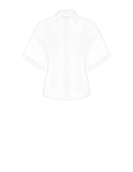 Chemise carrée en organza avec poches en satin avec logo Rinascimento