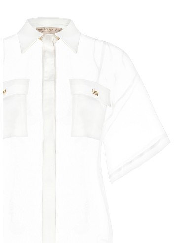 Chemise carrée en organza avec poches en satin avec logo Rinascimento