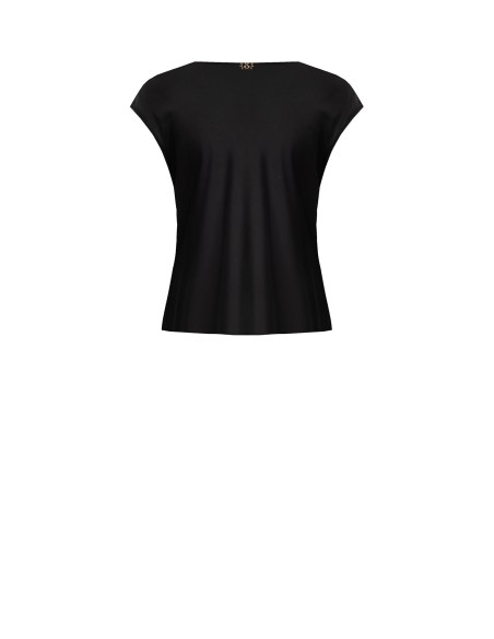 Getailleerde soepele satijnen blouse met V-hals Rinascimento