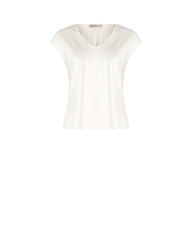 Blouse à col en V en satin fluide Rinascimento