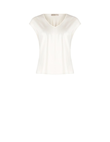 Blouse à col en V en satin fluide Rinascimento