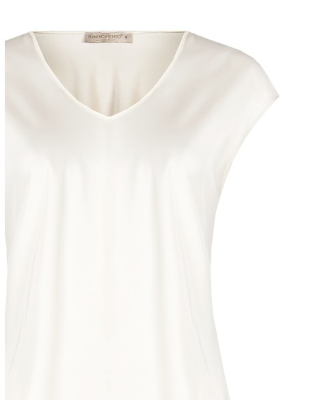 Blouse à col en V en satin fluide Rinascimento