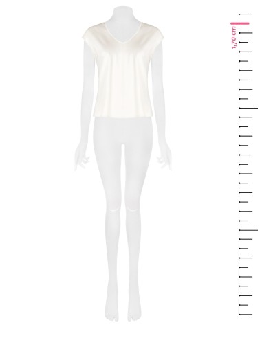 Getailleerde soepele satijnen blouse met V-hals Rinascimento