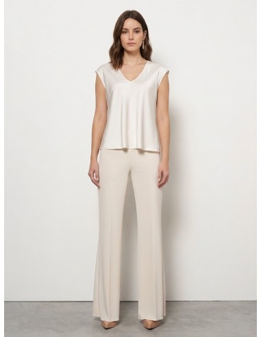 Blouse à col en V en satin fluide Rinascimento