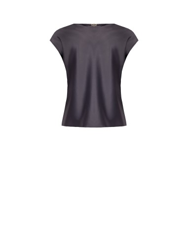 Blouse à col en V en satin fluide Rinascimento