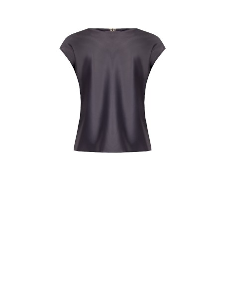 Blouse à col en V en satin fluide Rinascimento