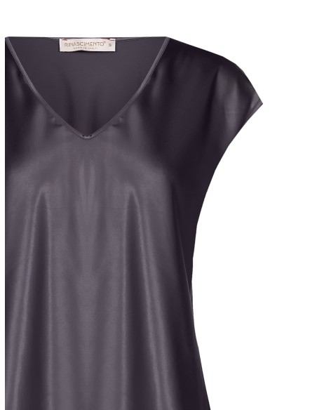 Blouse à col en V en satin fluide Rinascimento