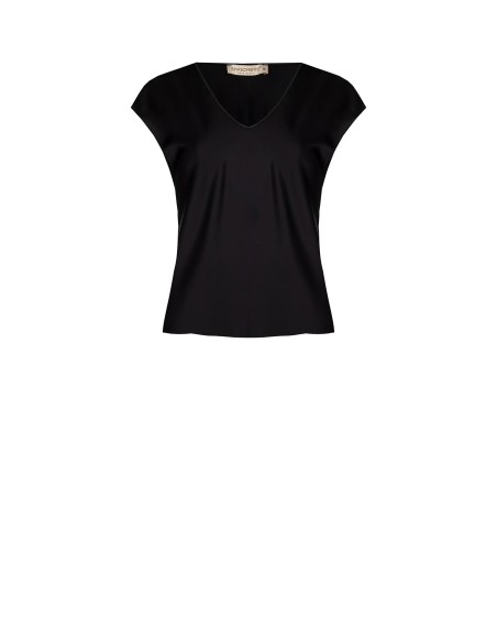 Blouse à col en V en satin fluide Rinascimento