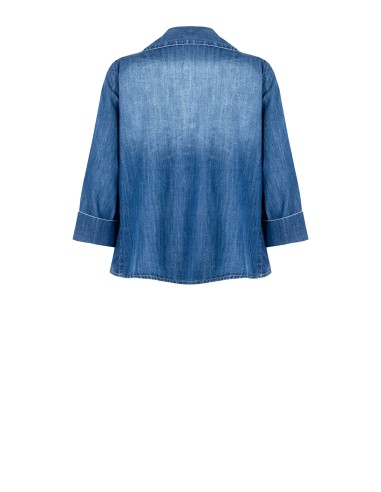 Chemise en denim à large trapèze et manches 3/4 Rinascimento