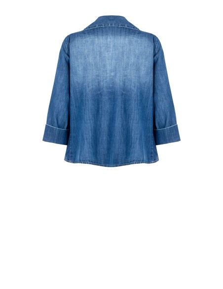 Chemise en denim à large trapèze et manches 3/4 Rinascimento