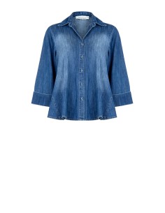 Ruime trapeziumvormige denim blouse met 3/4-mouwen Rinascimento