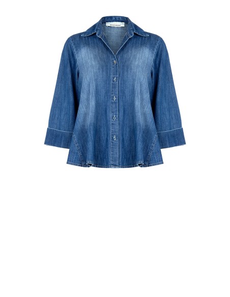 Chemise en denim à large trapèze et manches 3/4 Rinascimento