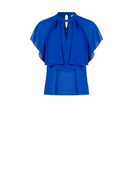 Vloeiende blouse van georgette met maxi-volant Rinascimento