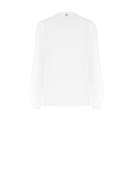 Chemise ample en coton avec broche en forme de fleur et boutons en nacre Rinascimento